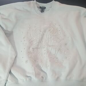 Forever 21 Light BLUE Embellished Crew Neck Sweater GEMINI NWT